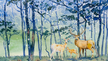 Load image into Gallery viewer, Deer Family in Snow Forest Peel and Stick Wallpaper | Removable Wall Mural. #6218
