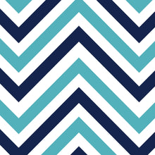 Cargar imagen en el visor de la galería, Seaside Chic Decor. Navy Blue and Teal Chevron Pattern Wallpaper. #6222
