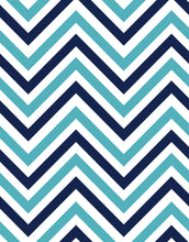 Load image into Gallery viewer, Seaside Chic Decor. Navy Blue and Teal Chevron Pattern Wallpaper. #6222
