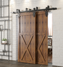 Load image into Gallery viewer, Double Track U-Shape Bypass Sliding Barn Door Hardware Kit - Imperial Design Roller
