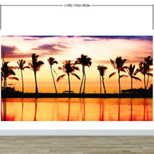 Cargar imagen en el visor de la galería, Tropical Sunset Palm Tree Paradise Wall Mural. #6236
