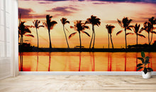 Cargar imagen en el visor de la galería, Tropical Sunset Palm Tree Paradise Wall Mural. #6236
