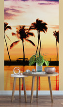 Cargar imagen en el visor de la galería, Tropical Sunset Palm Tree Paradise Wall Mural. #6236
