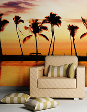 Cargar imagen en el visor de la galería, Tropical Sunset Palm Tree Paradise Wall Mural. #6236
