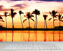 Cargar imagen en el visor de la galería, Tropical Sunset Palm Tree Paradise Wall Mural. #6236
