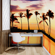 Cargar imagen en el visor de la galería, Tropical Sunset Palm Tree Paradise Wall Mural. #6236
