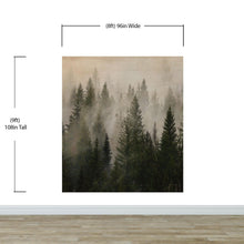 Load image into Gallery viewer, Misty Pine Tree Forest Landscape Wallpaper. Peel and Stick Wall Mural. Self Adhesive Nursery Wall Decor. #6237
