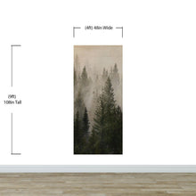 Load image into Gallery viewer, Misty Pine Tree Forest Landscape Wallpaper. Peel and Stick Wall Mural. Self Adhesive Nursery Wall Decor. #6237
