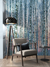 Cargar imagen en el visor de la galería, White Birch Tree Forest Wall Mural Wallpaper. Sunset Scenery. #6246
