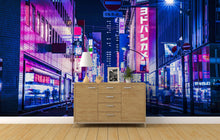 Load image into Gallery viewer, Tokyo Japan Retro 80&#39;s Synth Wave Pop Style CyberPunk Wall Mural. #6248
