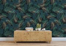 Cargar imagen en el visor de la galería, Tropical Palm Leave Pattern Peel and Stick Wall Mural. #6264
