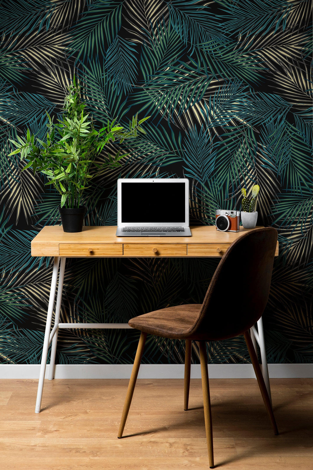 Tropical Palm Leave Pattern Peel and Stick Wall Mural. #6264