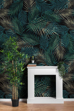 Cargar imagen en el visor de la galería, Tropical Palm Leave Pattern Peel and Stick Wall Mural. #6264
