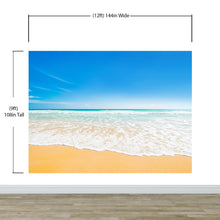 Load image into Gallery viewer, Bright Afternoon Blue Skies Ocean Beach Wave Wall Mural. #6272
