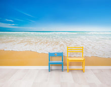 Carregar imagem no visualizador da galeria, Bright Afternoon Blue Skies Ocean Beach Wave Wall Mural. #6272
