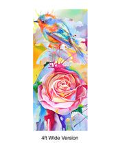 Load image into Gallery viewer, Colorful Bird and Roses Flower Watercolor Artwork Wall Mural. Removable Peel and Stick Wall Mural. #6275
