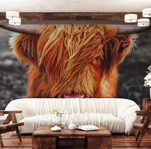 Cargar imagen en el visor de la galería, Highland Cow Cattle Head Wall Mural - Farmhouse Charm for Your Home. #6279
