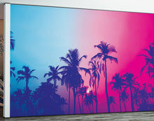 Load image into Gallery viewer, Miami Tropical Palm Tree Vice Color Wall Mural. Bright Miami Vice Blue and Fuchsia Colors. #6281
