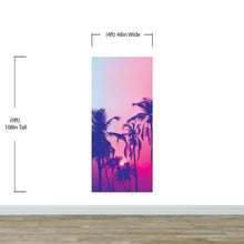 Load image into Gallery viewer, Miami Tropical Palm Tree Vice Color Wall Mural. Bright Miami Vice Blue and Fuchsia Colors. #6281
