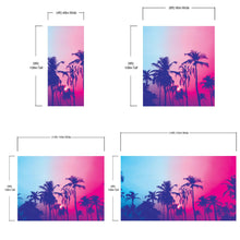 Load image into Gallery viewer, Miami Tropical Palm Tree Vice Color Wall Mural. Bright Miami Vice Blue and Fuchsia Colors. #6281
