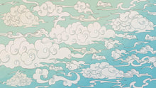 Load image into Gallery viewer, Japanese Traditional Curly Cloud in Sky Abstract Illustration Asian Decor Wall Mural. Peel and Stick Wallpaper. #6297
