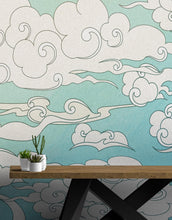 Load image into Gallery viewer, Japanese Traditional Curly Cloud in Sky Abstract Illustration Asian Decor Wall Mural. Peel and Stick Wallpaper. #6297
