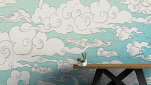 Load image into Gallery viewer, Japanese Traditional Curly Cloud in Sky Abstract Illustration Asian Decor Wall Mural. Peel and Stick Wallpaper. #6297
