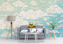 Load image into Gallery viewer, Japanese Traditional Curly Cloud in Sky Abstract Illustration Asian Decor Wall Mural. Peel and Stick Wallpaper. #6297
