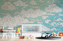 Load image into Gallery viewer, Japanese Traditional Curly Cloud in Sky Abstract Illustration Asian Decor Wall Mural. Peel and Stick Wallpaper. #6297
