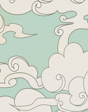 Load image into Gallery viewer, Japanese Traditional Curly Cloud in Sky Abstract Illustration Asian Decor Wall Mural. Peel and Stick Wallpaper. #6297
