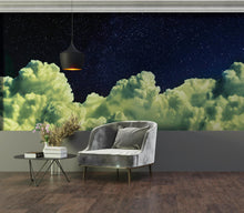 Cargar imagen en el visor de la galería, Dreamy Cloudy Night Among the Stars Wall Mural. Abstract Night Sky, Stars and Clouds. Peel and Stick Wallpaper. #6300
