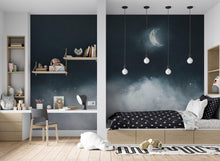 Load image into Gallery viewer, Crescent Moon Shining Over Misty Clouds Wall Mural. Peel and Stick Wallpaper. #6301
