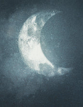 Load image into Gallery viewer, Crescent Moon Shining Over Misty Clouds Wall Mural. Peel and Stick Wallpaper. #6301
