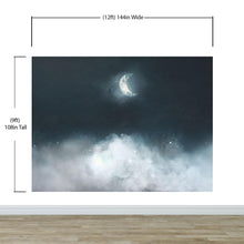 Load image into Gallery viewer, Crescent Moon Shining Over Misty Clouds Wall Mural. Peel and Stick Wallpaper. #6301
