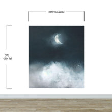 Load image into Gallery viewer, Crescent Moon Shining Over Misty Clouds Wall Mural. Peel and Stick Wallpaper. #6301
