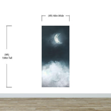 Load image into Gallery viewer, Crescent Moon Shining Over Misty Clouds Wall Mural. Peel and Stick Wallpaper. #6301
