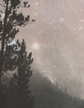 Cargar imagen en el visor de la galería, Foggy Misty Forest Trees Over Mountain Under a Starry Night Wall Mural. #6304
