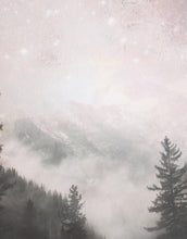 Carregar imagem no visualizador da galeria, Foggy Misty Forest Trees Over Mountain Under a Starry Night Wall Mural. #6304
