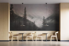 Load image into Gallery viewer, Foggy Misty Forest Trees Over Mountain Under a Starry Night Wall Mural. #6304
