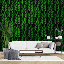 Carregar imagem no visualizador da galeria, Leaves and Vines Farmland Theme Wall Mural. Green Crops Illustration Background. #6305
