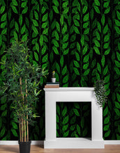 Cargar imagen en el visor de la galería, Leaves and Vines Farmland Theme Wall Mural. Green Crops Illustration Background. #6305
