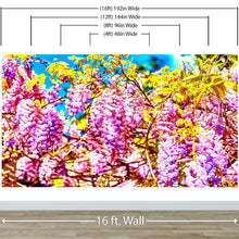 Carregar imagem no visualizador da galeria, Colorful Purple Wisteria Flower Wall Mural. Peel and Stick Wallpaper. #6307
