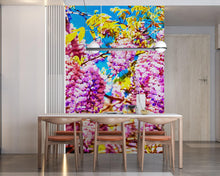 Load image into Gallery viewer, Colorful Purple Wisteria Flower Wall Mural. Peel and Stick Wallpaper. #6307
