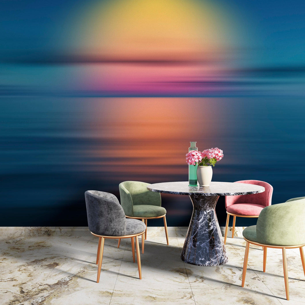 Sunset over the Ocean Horizon Wall Mural. Peel and Stick Wallpaper. #6308