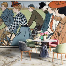 Carregar imagem no visualizador da galeria, Vintage Hamers Rijwielen Bicycle Artwork Wall Mural. By Johann Georg Can Caspel. Peel and Stick Wallpaper. #6310
