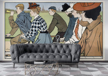 Cargar imagen en el visor de la galería, Vintage Hamers Rijwielen Bicycle Artwork Wall Mural. By Johann Georg Can Caspel. Peel and Stick Wallpaper. #6310
