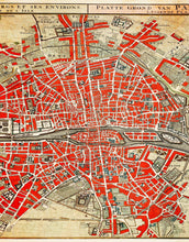 Cargar imagen en el visor de la galería, Vintage Map of Paris Wall Mural. Plattegrond van Parijs (ca. 1721–1774) by Guillaume Delisle. #6312
