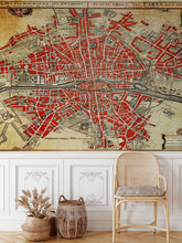 Cargar imagen en el visor de la galería, Vintage Map of Paris Wall Mural. Plattegrond van Parijs (ca. 1721–1774) by Guillaume Delisle. #6312
