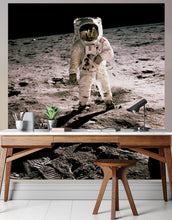 Load image into Gallery viewer, Astronaut on the Moon Wall Mural. Space Theme Decor. #6317
