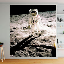 Load image into Gallery viewer, Astronaut on the Moon Wall Mural. Space Theme Decor. #6317
